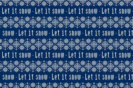 Snowflakes and lettering ornament knitted sweater patternのイラスト素材