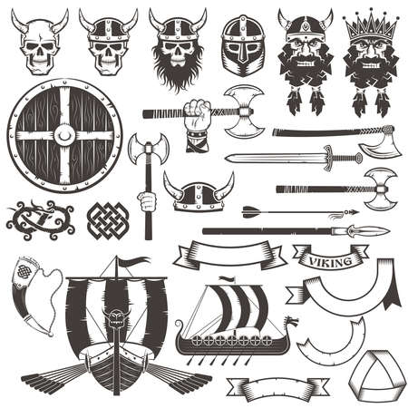 Set of viking weapons and items.のイラスト素材