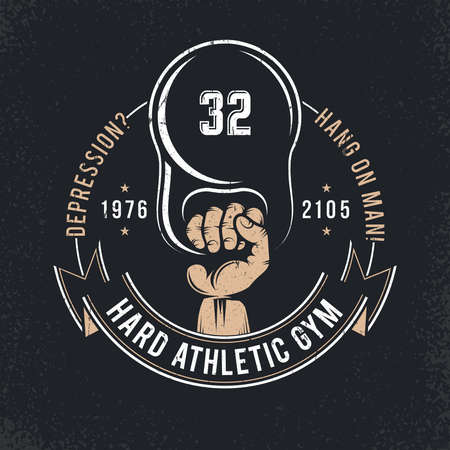 Athletic - a hand with weight.  Grunge texture on a separate layer.のイラスト素材