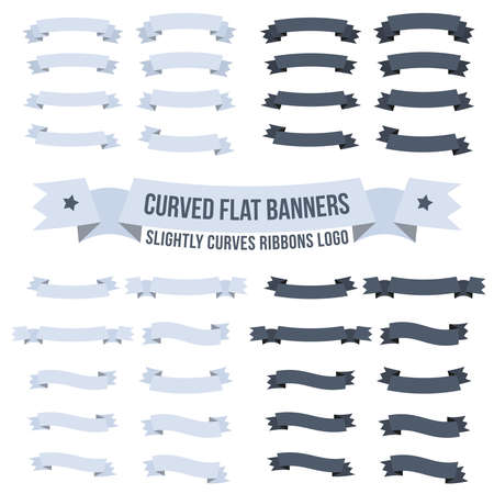 Set of wavy, curved banners or ribbons of different configurations.のイラスト素材