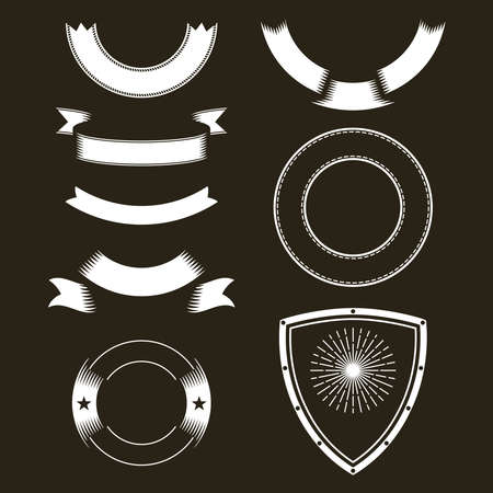 Vintage unusual heraldic ribbons, banners, frames for dark backgrounds.のイラスト素材