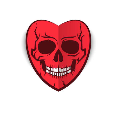 Original valentine heart with a skull. Vector illustration.のイラスト素材