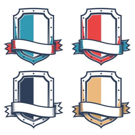 Heradic shield with ribbon. Template for the sign or emblem.のイラスト素材