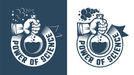 Scientific logo - hand holding a flaskのイラスト素材