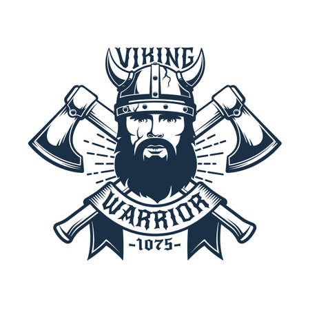 Viking warrior retro logo templateのイラスト素材