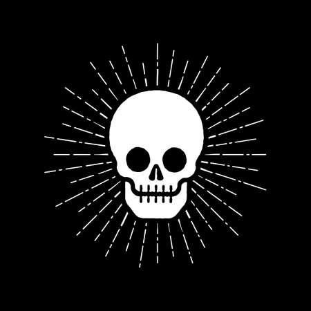 Skull icon with sunburstのイラスト素材