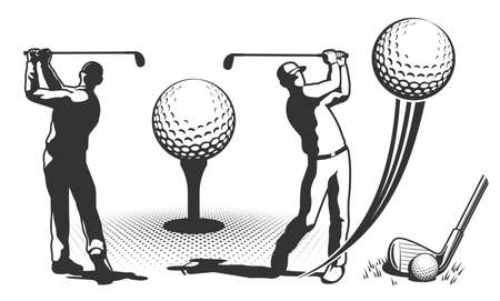 Golf player in retro styleのイラスト素材