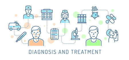 Medical diagnosis and treatment icon conceptのイラスト素材