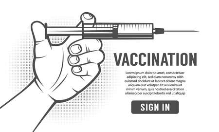 Hand with syringe - retro posterのイラスト素材