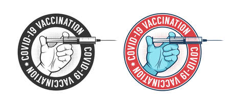 Vaccination vintage logoのイラスト素材