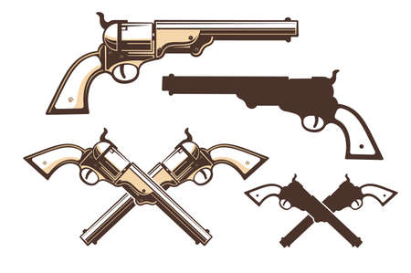 Western gun retro styleのイラスト素材