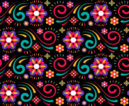 Abstract flower mexican pattern for textile design