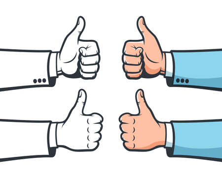 Thumb up hand gesture. Like sign male handのイラスト素材