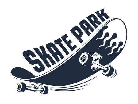 Funny skateboard. Skate park vintage logoのイラスト素材