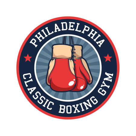Retro boxing emblem with red boxing gloves