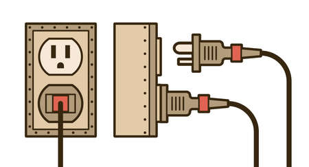 Power plug into socket - turn on and off.のイラスト素材