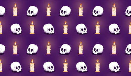 Skull with candle seamless halloween patternのイラスト素材