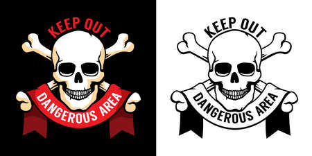 Skull and bones - sign of danger zone in retro styleのイラスト素材