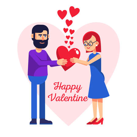 Valentines Day. Couple man and womanのイラスト素材