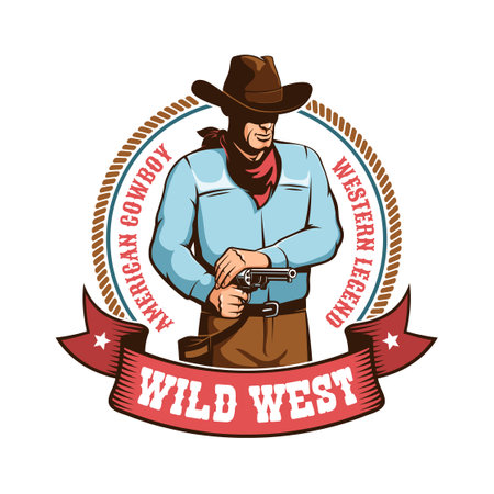 Cowboy retro badgeのイラスト素材