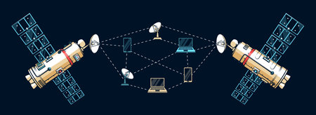 Communication satellites united in a networkのイラスト素材