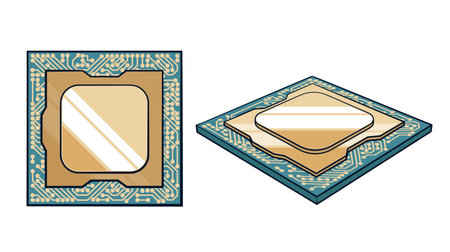 CPU processor in retro styleのイラスト素材