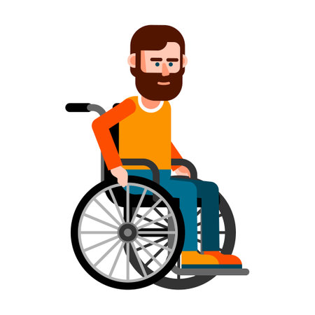 Bearded man with a disability, is seated in a wheelchairのイラスト素材