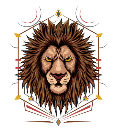 Lion head design vector. animal illustration template.のイラスト素材