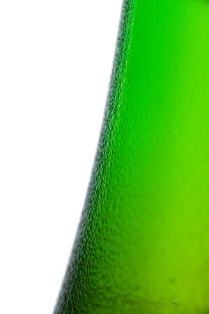 Macro view of dew on a cold green bottleの写真素材