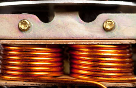 Closeup view of electrical inductancesの写真素材