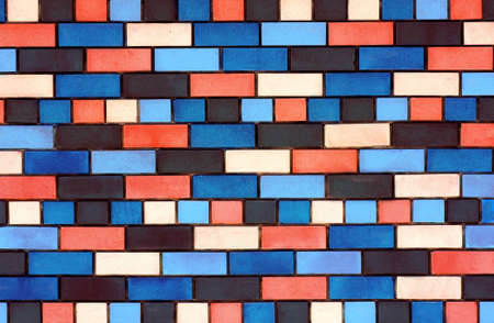 The facade view of colorful brick wall for design backgroundの写真素材