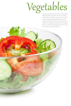 Fresh salad with tomato cucumbers and peppersの写真素材