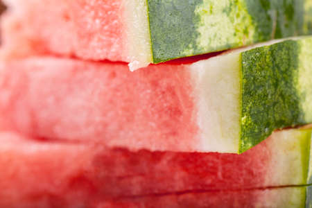 Macro view of fresh watermelon slicesの写真素材