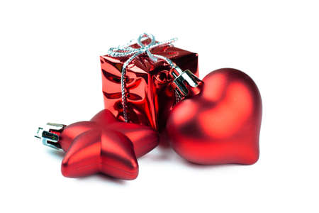 Closeup view of vibrant red christmas decorationsの写真素材