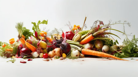 Fresh vegetables on a white background. Healthy food. Vegetarianismの素材