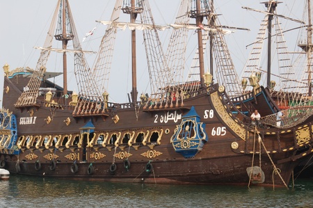 ancient boat at the docks のeditorial素材