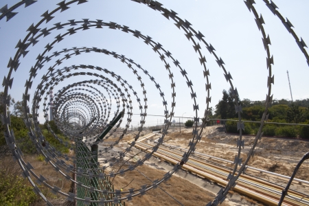 berbed wire fence interiorの写真素材