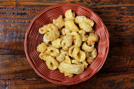 Torresmo (crackers), typical brazilian food made from the skin of the fried pork and toasted