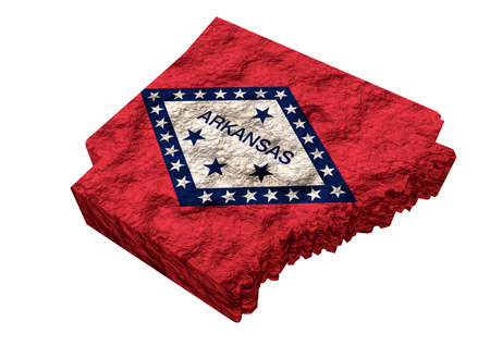 Map of the American state of Arkansas, with flag, United States of America. 3D Renderingの写真素材