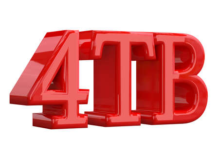 4TB (terabyte) is a storage capacity of hard disk, memory cards, USB stick and other electronic devices. 3D renderingの写真素材