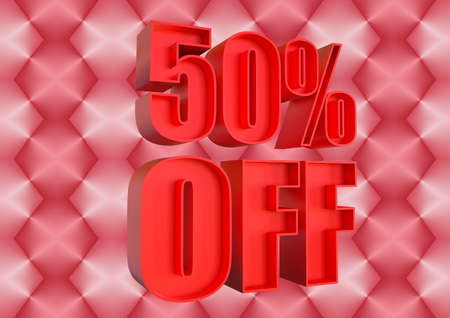 50% off, discount promotional banner for increased sales in retail stores and tagged. 3D renderingの写真素材