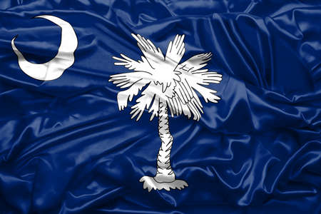 Flag of Carolina state of United States of America on soft and smooth silk texture. 3D renderingの写真素材