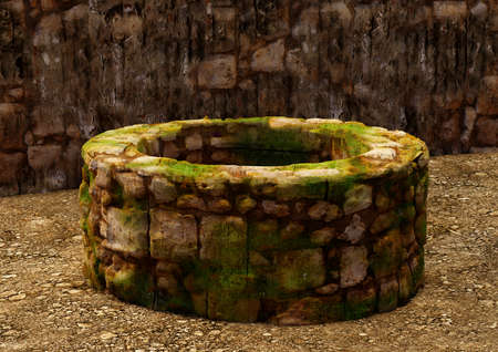 ancient water well, typical in the biblical cities of Israel, Jerusalem, Nazareth, Galilee, and cities of Asia Minor. 3D illustrationの写真素材