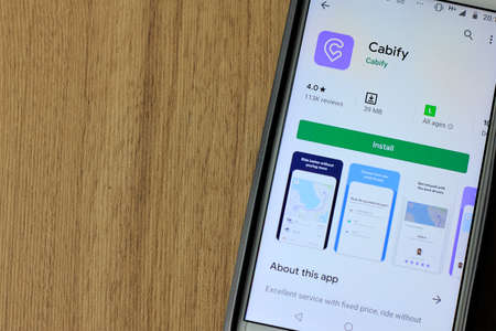 Rio de Janeiro, Brazil - october 03, 2019: App Cabify, a transportation company, displayed on the...