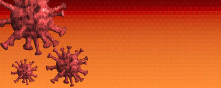 graphic banner lettering of the Covid-19 disease caused by coronavirus. Informative poster for prevention and health care. Copy space. 3D renderingの写真素材
