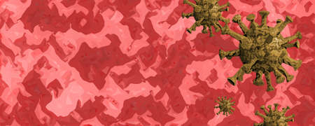 graphic banner lettering of the Covid-19 disease caused by coronavirus. Informative poster for prevention and health care. Copy space. 3D renderingの写真素材