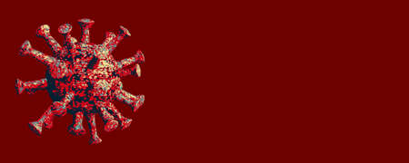 graphic banner lettering of the Covid-19 disease caused by coronavirus. Informative poster for prevention and health care. Copy space. 3D renderingの写真素材