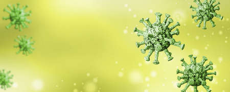 graphic banner lettering of the Covid-19 disease caused by coronavirus. Informative poster for prevention and health care. Copy space. 3D renderingの写真素材