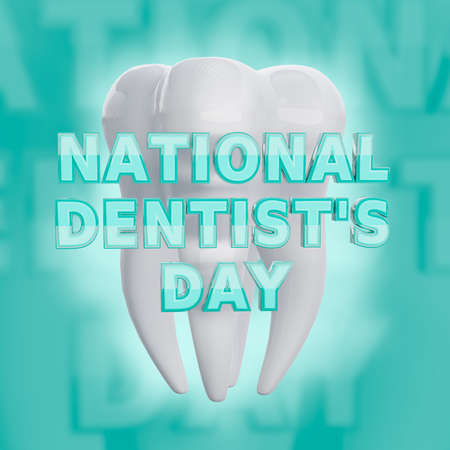 National Dentists Day banner for advertising campaigns. 3D renderingの写真素材