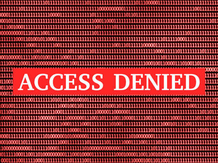 Access denied message on red binary code background. web security conceptの写真素材